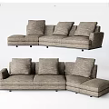 Modern Gray Sectional Sofa with Upholstered Fabric and Multiple Cushions in L Shaped Design