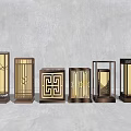 Various Modern Outdoor Lights With Unique Patterns And Metal Frames 3d model