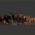 Colorful Wild Animal Figurine Collection With Bears Moose Deer Fox Wolf And Boar