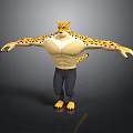 Anthropomorphic Leopard 3D Character With Muscular Spotted Body And Outstretched Limbs Standing Pose