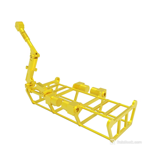 Golden Metal Mechanical Structure With Intricate Bracket Framework Design Details 3d model 