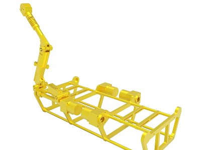 Golden Metal Mechanical Structure With Intricate Bracket Framework Design Details 3d model