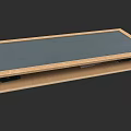 Modern Wooden Sofa and Coffee Table Set with Dark Tabletop and Open Lower Shelf