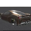 Brown High Performance Sports Car Featuring White Stripes And Streamlined Design Near Modern Building