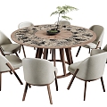 Modern round dining table and chair combination 3d model