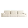 White Leather Three Seater Sofa With Modern Design And Plush Cushions