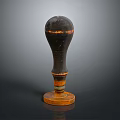 Antique Decorative Vase With Black Orange Gradient And Wooden Base