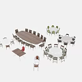Stylish Dining Table Sets With Oval Round Tables And Matching Chairs 3d model