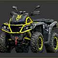 Black And Yellow Renegade All Terrain Vehicle With Large Off Road Tires And Sporty Design