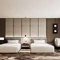 Modern Hotel Guest Room Featuring Wooden Decor Built-in TV Wine Cabinet And White Robes