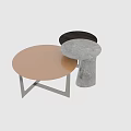 Modern Round Tables With Marble Wooden Copper Tops And Metal Frames