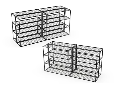 Metal Grid Display Shelves With Multiple Layers And Open Design Structure 3d model