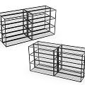 Metal Grid Display Shelves With Multiple Layers And Open Design Structure