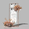 Wedding Decoration With Brass Frame White Signs And Floral Arrangements