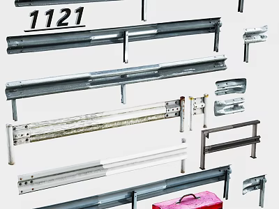 Road Facilities With Metal Guardrails And Safety Components For Highways 3d model