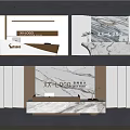 Modern Minimalist Front Desk Background Wall With Marble Logo And Company Name Reception Counter Design