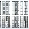 Various Elevator Design Styles With Metal Frames And Glass Panels 3d model
