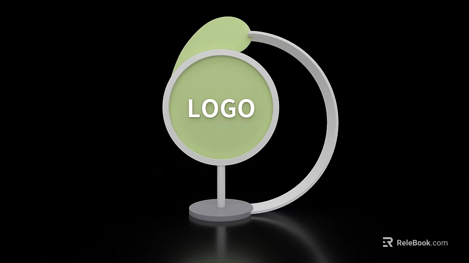 Professional LOGO Display Island Design With Circular Stand Structure And Base Support 3d model