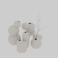 White Ceramic Vessels With Minimalist Design And Twig Accents For Modern Decorative