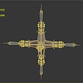 3D Rendered Metallic Symmetrical Mechanical Structure With Industrial Arm Components And Engineering Details