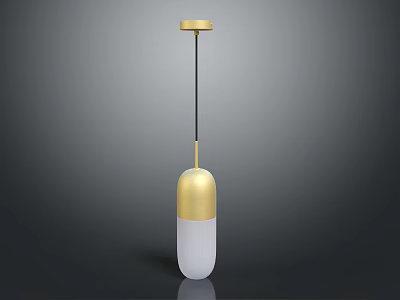 Modern Golden And White Pendant Light With Capsule Shape For Minimalist Home Decor 3d model