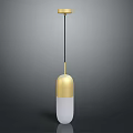 Modern Golden And White Pendant Light With Capsule Shape For Minimalist Home Decor
