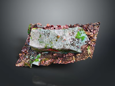 Natural Wood and Stone Decorative Piece With Mossy Surface and Earthy Textures 3d model