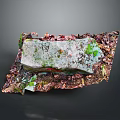 Natural Wood and Stone Decorative Piece With Mossy Surface and Earthy Textures