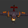 3D Rendered Passenger Airplane With Orange And Purple Body Red Tail And Propeller Engines