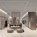 Modern Elegant Clothing Store Interior With Clothing Racks Sofa Mirrors Plants And Front Desk