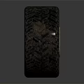 Close-up View Of Black Textured Tire With Metal Rim On Dark Reflective Background