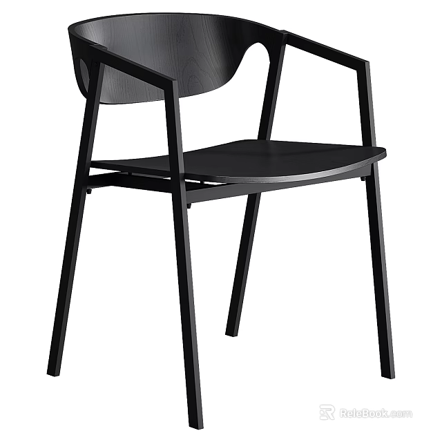 Modern Black Leisure Chair with Metal Frame and Comfortable Upholstered Seat Design 3d model 