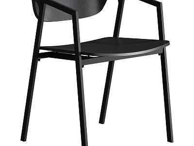 Modern Black Leisure Chair with Metal Frame and Comfortable Upholstered Seat Design 3d model
