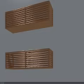 Modern Copper Hinged Doors With Vertical Slats Mounted On Light Wall Surface 3d model