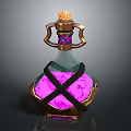 Exquisite Sculpture Carving Of Decorative Bottle With Cork Stopper And Pink Glowing Gemstone