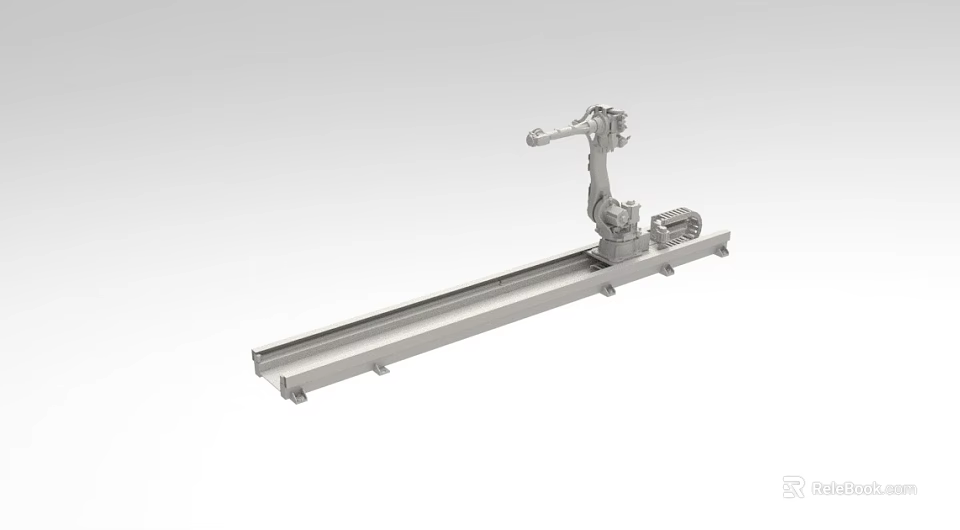 Industrial Robotic Arm Mounted On Linear Track For Automated Manufacturing Applications 3d model 