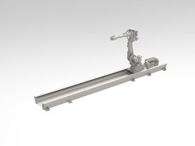 Industrial Robotic Arm Mounted On Linear Track For Automated Manufacturing Applications 3d model