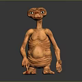 Hand Carved Orange Mythical Creature Sculpture With Large Eyes Prominent Belly And Slender Limbs