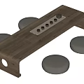 Modern Wooden Tea Table Set With Round Cushion Stools And Tray 3d model