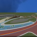 Municipal Road Design With Wide Lanes Green Belts Street Lamps And Scenic Surroundings