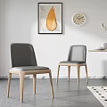 Modern Minimalist Dining Chairs With Leather Backrest And Wooden Legs In Simple Interior