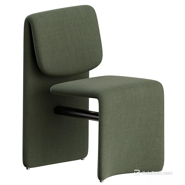 Olive Green Upholstered Single Chair With Modern Sleek Design Features 3d model
