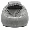Gray Bean Bag Chair With Fringe Decor Soft Fabric And Multiple Views