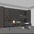 Modern Dark Tone Built In Bookcase With Hidden LED Lights For Luxury Home Office