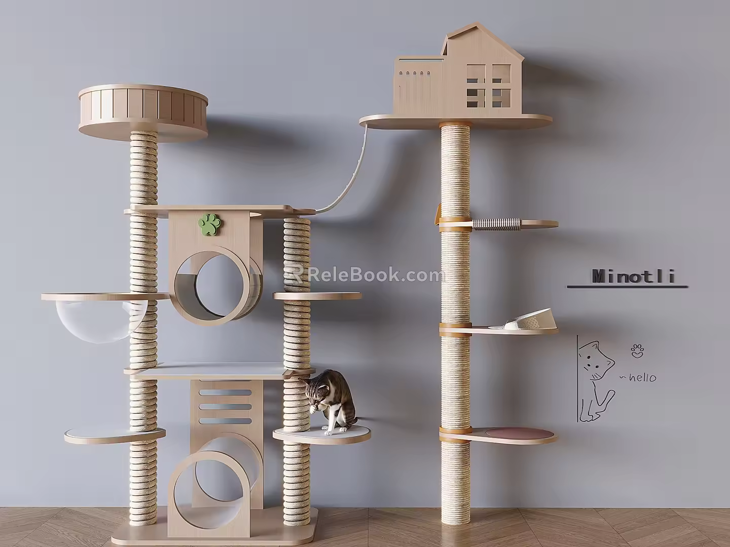 Cat Climbing Rack Cat Nest Cat Jumping Platform Cat Room Pet Equipment 3d model