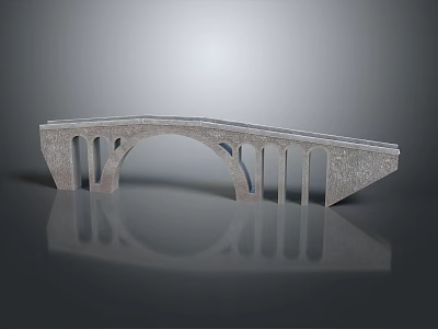 Stone Arch Bridge Architectural Design With Multiple Arches And Water Reflection 3d model
