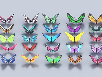 Butterfly Insect Golden Phoenix Butterfly Multi-tailed Phoenix Moth Blue Flash Butterfly 3d model