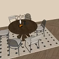 Round Dining Table and Chair Combination Single Chair 3d model