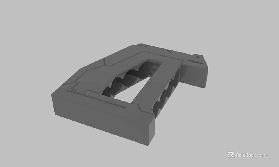 Gray 3D Printed Mechanical Part With Geometric Design And Structural Supports 3d model 