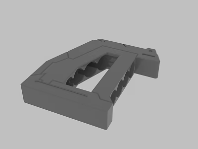 Gray 3D Printed Mechanical Part With Geometric Design And Structural Supports 3d model